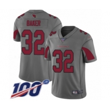 Men's Arizona Cardinals #32 Budda Baker Limited Silver Inverted Legend 100th Season Football Jersey