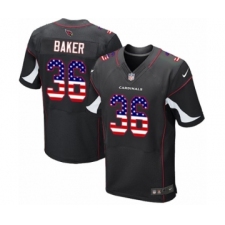 Men's Arizona Cardinals #36 Budda Baker Elite Black Alternate USA Flag Fashion Football Jersey