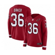 Women's Nike Arizona Cardinals #36 Budda Baker Limited Red Therma Long Sleeve NFL Jersey