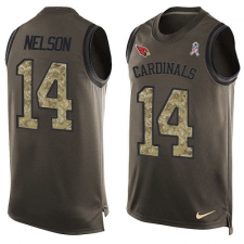 Men's Nike Arizona Cardinals #14 J.J. Nelson Limited Green Salute to Service Tank Top NFL Jersey
