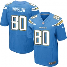 Men's Nike Los Angeles Chargers #80 Kellen Winslow Elite Electric Blue Alternate NFL Jersey