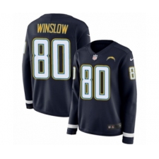 Women's Nike Los Angeles Chargers #80 Kellen Winslow Limited Navy Blue Therma Long Sleeve NFL Jersey