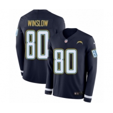 Youth Nike Los Angeles Chargers #80 Kellen Winslow Limited Navy Blue Therma Long Sleeve NFL Jersey