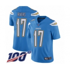 Men's Nike Los Angeles Chargers #17 Philip Rivers Electric Blue Alternate Vapor Untouchable Limited Player 100th Season NFL Jersey