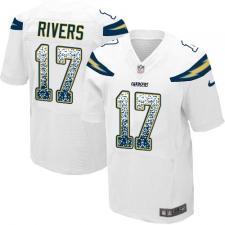 Men's Nike Los Angeles Chargers #17 Philip Rivers Elite White Road Drift Fashion NFL Jersey