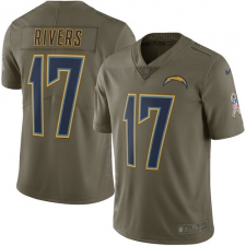Men's Nike Los Angeles Chargers #17 Philip Rivers Limited Olive 2017 Salute to Service NFL Jersey