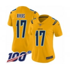 Women's Nike Los Angeles Chargers #17 Philip Rivers Limited Gold Inverted Legend 100th Season NFL Jersey