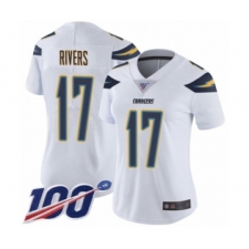 Women's Nike Los Angeles Chargers #17 Philip Rivers White Vapor Untouchable Limited Player 100th Season NFL Jersey