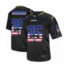 Men's Los Angeles Chargers #25 Melvin Gordon Elite Black USA Flag Fashion Football Jersey