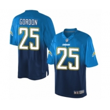 Men's Los Angeles Chargers #25 Melvin Gordon Elite Electric Blue Navy Fadeaway Football Jersey