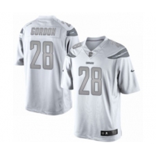 Men's Los Angeles Chargers #25 Melvin Gordon Limited White Platinum Football Jersey