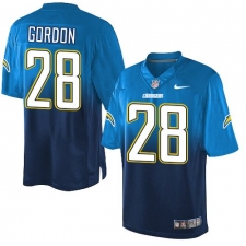 Men's Nike Los Angeles Chargers #28 Melvin Gordon Elite Electric Blue/Navy Fadeaway NFL Jersey