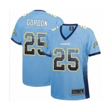 Women's Los Angeles Chargers #25 Melvin Gordon Elite Electric Blue Drift Fashion Football Jersey