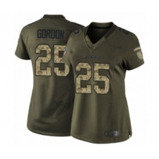 Women's Los Angeles Chargers #25 Melvin Gordon Elite Green Salute to Service Football Jersey