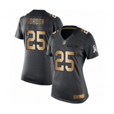 Women's Los Angeles Chargers #25 Melvin Gordon Limited Black Gold Salute to Service Football Jersey