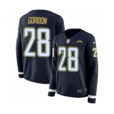 Women's Nike Los Angeles Chargers #28 Melvin Gordon Limited Navy Blue Therma Long Sleeve NFL Jersey