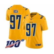 Men's Nike Los Angeles Chargers #97 Joey Bosa Limited Gold Inverted Legend 100th Season NFL Jersey