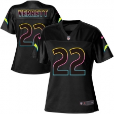 Women's Nike Los Angeles Chargers #22 Jason Verrett Game Black Fashion NFL Jersey