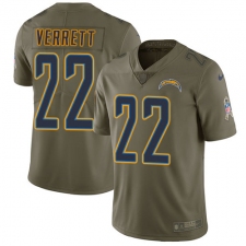 Youth Nike Los Angeles Chargers #22 Jason Verrett Limited Olive 2017 Salute to Service NFL Jersey