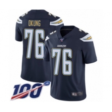 Men's Los Angeles Chargers #76 Russell Okung Navy Blue Team Color Vapor Untouchable Limited Player 100th Season Football Jersey