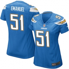 Women's Nike Los Angeles Chargers #51 Kyle Emanuel Game Electric Blue Alternate NFL Jersey