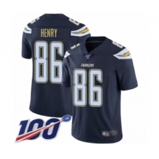Men's Los Angeles Chargers #86 Hunter Henry Navy Blue Team Color Vapor Untouchable Limited Player 100th Season Football Jersey