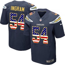 Men's Nike Los Angeles Chargers #54 Melvin Ingram Elite Navy Blue Home USA Flag Fashion NFL Jersey