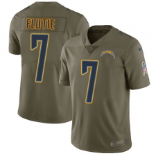 Men's Nike Los Angeles Chargers #7 Doug Flutie Limited Olive 2017 Salute to Service NFL Jersey