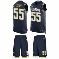 Men's Nike Los Angeles Chargers #55 Junior Seau Limited Navy Blue Tank Top Suit NFL Jersey
