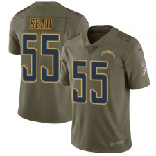 Men's Nike Los Angeles Chargers #55 Junior Seau Limited Olive 2017 Salute to Service NFL Jersey