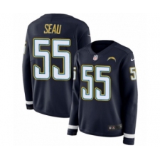 Women's Nike Los Angeles Chargers #55 Junior Seau Limited Navy Blue Therma Long Sleeve NFL Jersey