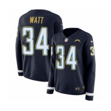 Women's Nike Los Angeles Chargers #34 Derek Watt Limited Navy Blue Therma Long Sleeve NFL Jersey
