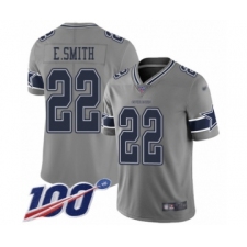 Men's Dallas Cowboys #22 Emmitt Smith Limited Gray Inverted Legend 100th Season Football Jersey