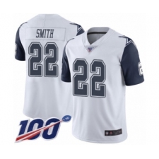 Men's Dallas Cowboys #22 Emmitt Smith Limited White Rush Vapor Untouchable 100th Season Football Jersey
