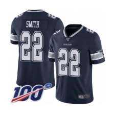 Men's Dallas Cowboys #22 Emmitt Smith Navy Blue Team Color Vapor Untouchable Limited Player 100th Season Football Jersey