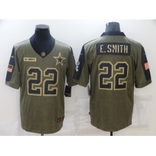 Men's Dallas Cowboys #22 Emmitt Smith Nike Olive 2021 Salute To Service Limited Player Jersey
