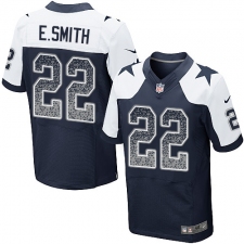 Men's Nike Dallas Cowboys #22 Emmitt Smith Elite Navy Blue Alternate Drift Fashion NFL Jersey