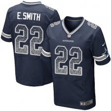 Men's Nike Dallas Cowboys #22 Emmitt Smith Elite Navy Blue Home Drift Fashion NFL Jersey