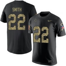 NFL Men's Nike Dallas Cowboys #22 Emmitt Smith Black Camo Salute to Service T-Shirt