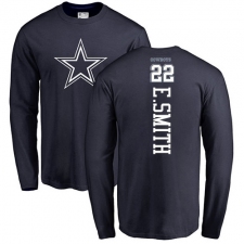 NFL Nike Dallas Cowboys #22 Emmitt Smith Navy Blue Backer Long Sleeve T-Shirt
