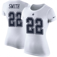 NFL Women's Nike Dallas Cowboys #22 Emmitt Smith White Rush Pride Name & Number T-Shirt