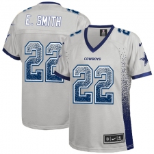 Women's Nike Dallas Cowboys #22 Emmitt Smith Elite Grey Drift Fashion NFL Jersey