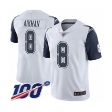 Men's Dallas Cowboys #8 Troy Aikman Limited White Rush Vapor Untouchable 100th Season Football Jersey