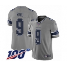 Men's Dallas Cowboys #9 Tony Romo Limited Gray Inverted Legend 100th Season Football Jersey