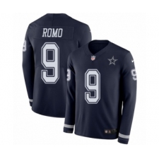 Men's Nike Dallas Cowboys #9 Tony Romo Limited Navy Blue Therma Long Sleeve NFL Jersey