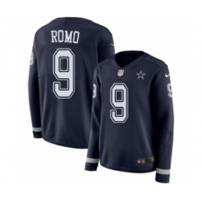 Women's Nike Dallas Cowboys #9 Tony Romo Limited Navy Blue Therma Long Sleeve NFL Jersey