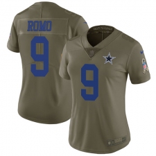 Women's Nike Dallas Cowboys #9 Tony Romo Limited Olive 2017 Salute to Service NFL Jersey