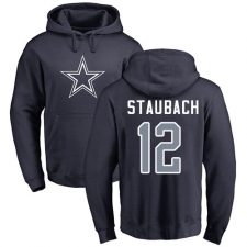 NFL Nike Dallas Cowboys #12 Roger Staubach Navy Blue Name & Number Logo Pullover Hoodie