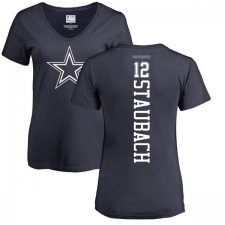 NFL Women's Nike Dallas Cowboys #12 Roger Staubach Navy Blue Backer T-Shirt