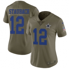 Women's Nike Dallas Cowboys #12 Roger Staubach Limited Olive 2017 Salute to Service NFL Jersey